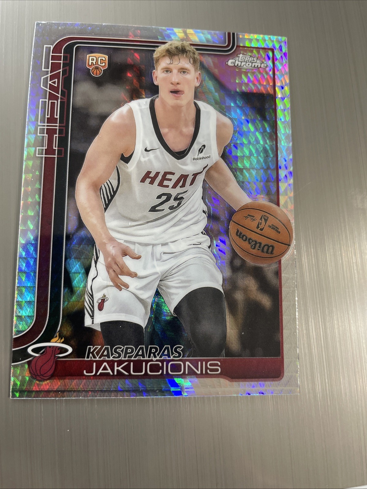 2025-26 Topps Chrome Kasparas Jakucionis Prism Refractor RC #270 - Miami Heat