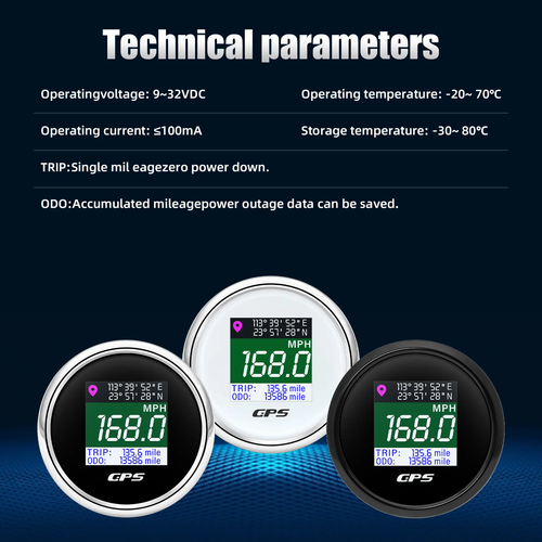 52Mm Digital GPS Speedometer TFT Screen Waterproof Odometer Adjust Mph Knot Km/H - Picture 3 of 16