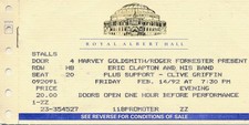 CONCERT TICKET - Eric Clapton @ Royal Albert Hall London 14th February 1992
