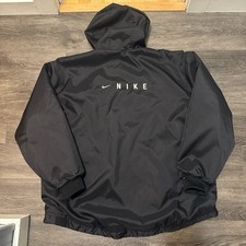 Vintage 90's Nike Spell Out Black Full Zip Nylon Lined Jacket Sz XL Swoosh VTG