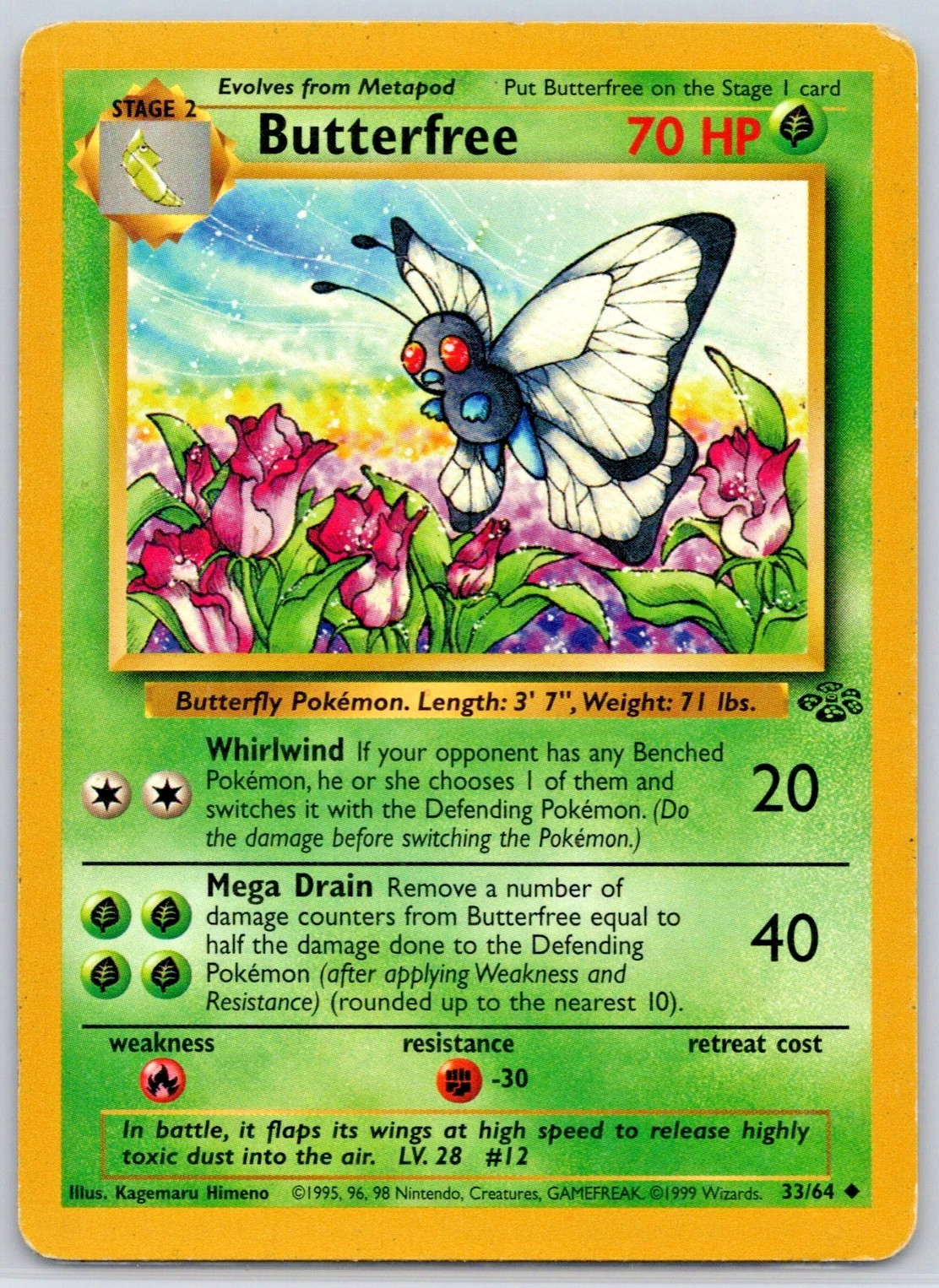 Pokemon Jungle Card 33/64 Butterfree LIGHT PLAY