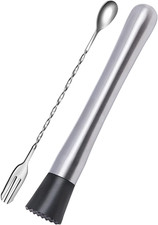 10 Inch Stainless Steel Muddler for Cocktail and 10 Inch Mixing Bar Spoon, 2 Pic