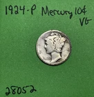 1924-P Mercury Dime 10c Vg Very Good 90% Silver See Pictures