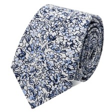Floral Ties for Men Flower Pattern Mens Ties 2.8" Dusty Blue White Light Grey