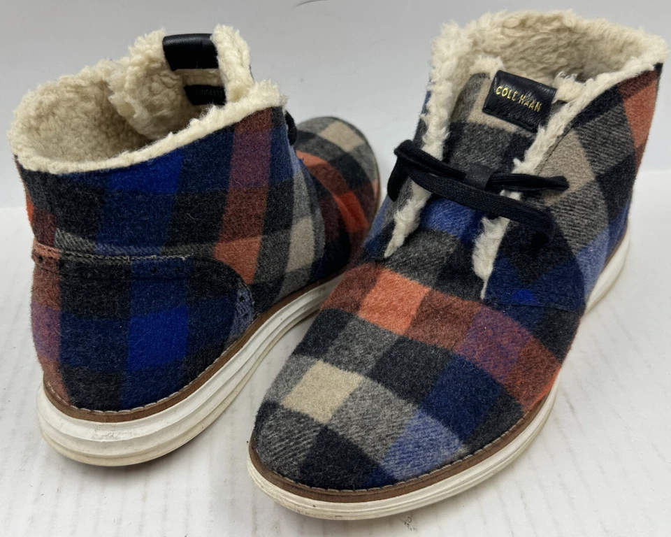 Cole Haan Grand Mujer Bota 7.5 Multicolor Lana Cuadros Informal Tobillo Chukka Botas Foto 3 de 4