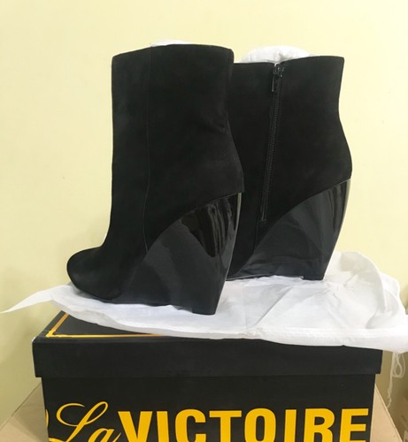 Pour La Victoire "Raval" spitze Keilabsatz-Booties Schuhe-Größe 8M-schwarzes Wildleder-285 $ - Bild 4 von 6