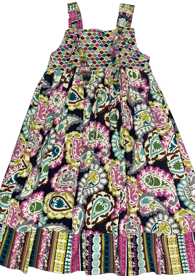 Delantal Hecho a Mano Vestido Matilda Paisley Estampado Floral Niñas Talla 4-5 Jane Look Foto 2 de 4