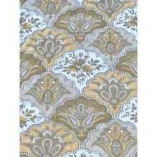 Vintage Upholstery Fabric Fan Paisley Floral Yellow Gold Taupe By the Yard