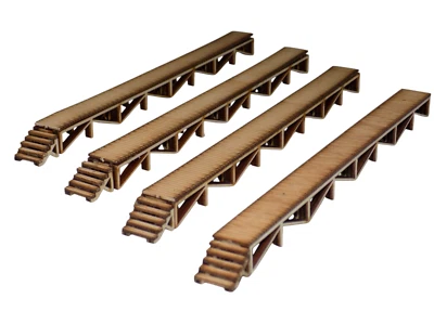 COMMODORE STUDIO 4 x 14.5 cm Carriage Maintenance Wooden Platforms N Gauge 1:148 scale 2mm Kit