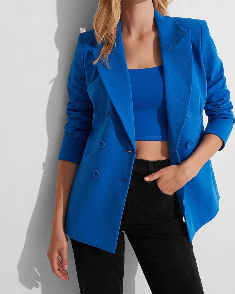 new EXPRESS peak lapel double breasted conscious edit blazer jacket xs blue