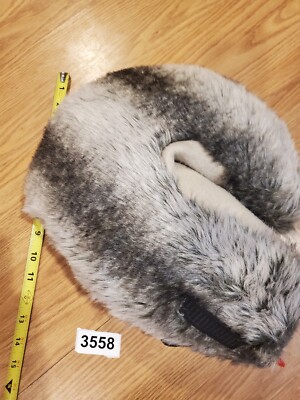 Large Fur Tail Cosplay fursuit Natural Fox Skunk Curled Black Grey 