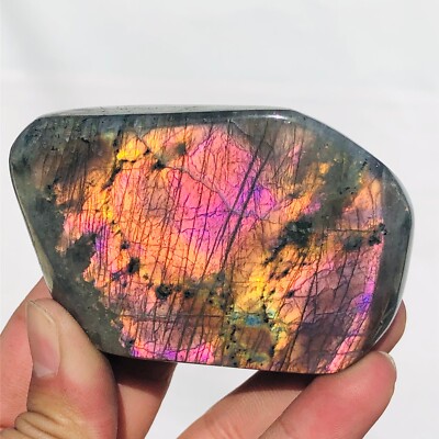 242g Natural Purple Glitter Labradorite Quartz Crystal Rough Rock Mineral