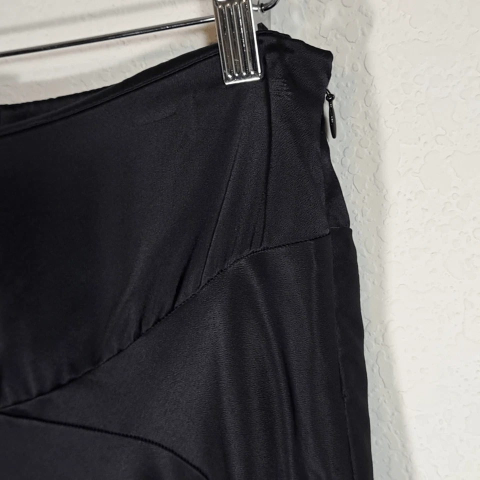 Top/falda Bebe para mujer Y2K pequeña negra satinada acampanada cremallera lateral vintage EE. UU. Foto 2 de 4