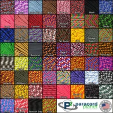 550 Paracord Mil Spec Type III 7 strand Solid, Multi, Camo,  25  50 100 feet