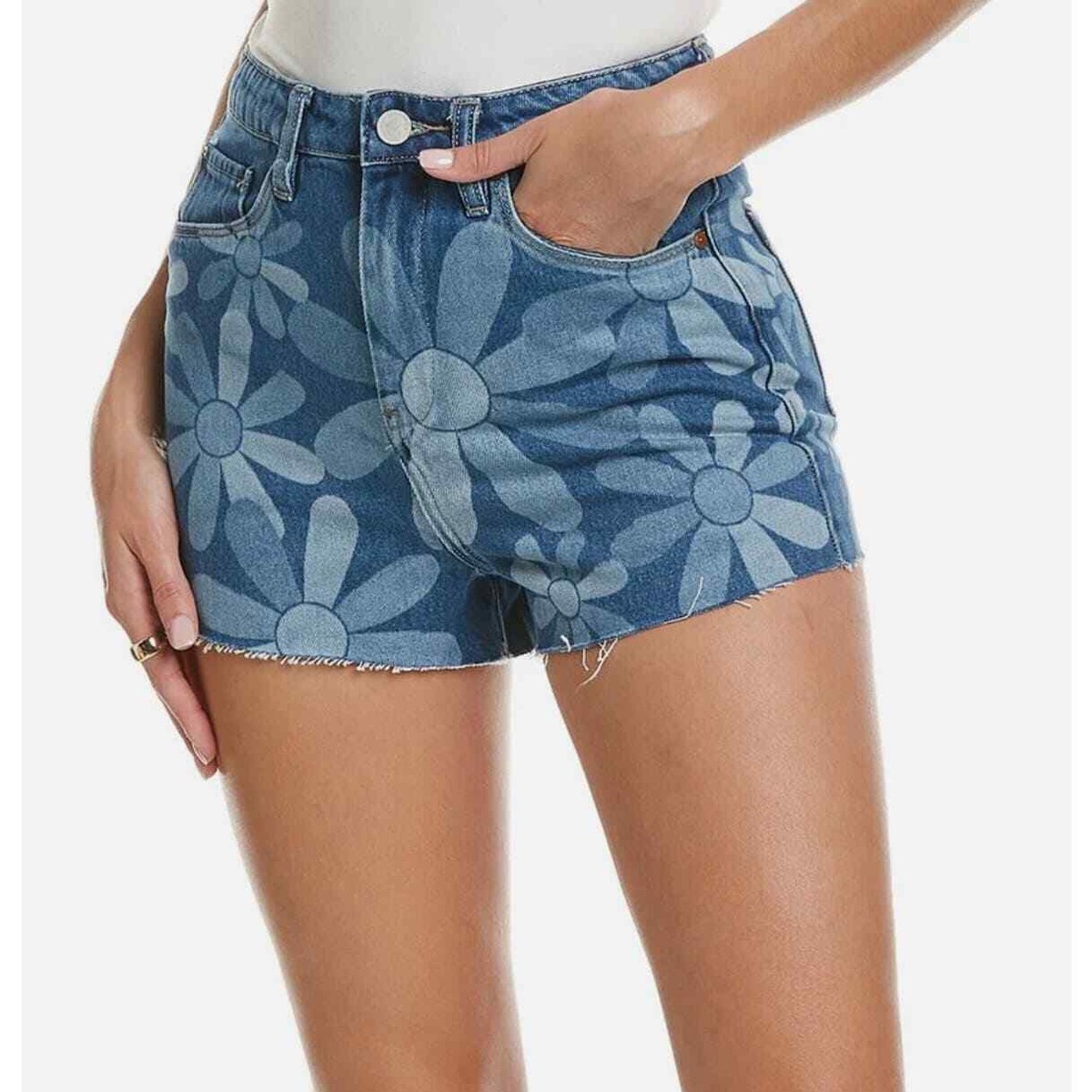 BLANK NYC The Reeve High-Rise Ribcage Short Fresh As A Daisy Size