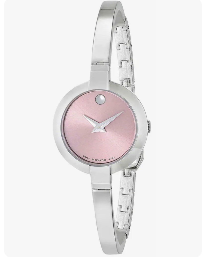 Movado Silver Bangle Watch with Pink Dial Movado Women main image 2