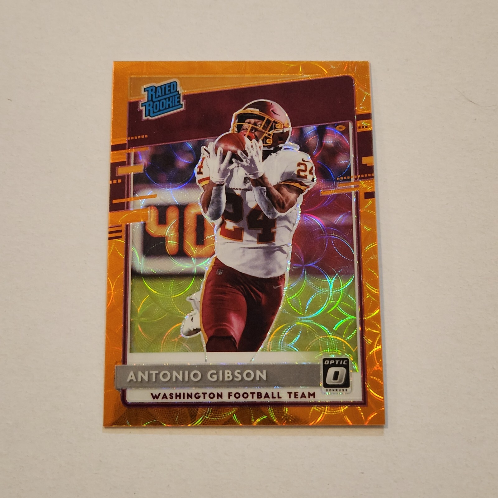 2020 Donruss Optic ANTONIO GIBSON RC Orange Scope Prizm 56/79 Commanders