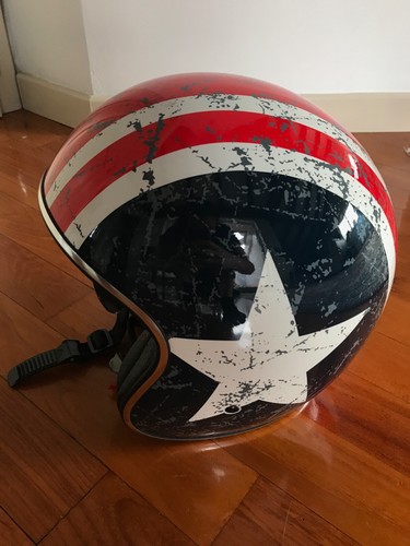 Casco scooter/moto bandiera americana vintage con maschera oscurante -  taglia L | eBay