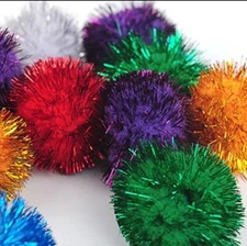 Cat Ball Toys Pom Pom Sparkle Fuzzy Multi Color Interactive 6 Pack