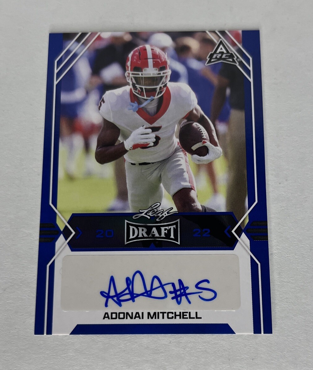 Adonai Mitchell 2022 Leaf Draft Autograph Blue Border - Georgia - BA-AM1