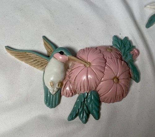 decorazione parete vintage burwood colibrì fiori rosa - Foto 10 di 12