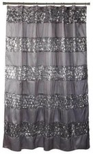 Popular Bath Sinatra Fabric Shower Curtain, Silver with Silver Sequins