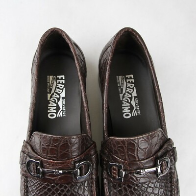 Salvatore Ferragamo Giostra 3 Dark Brown Crocodile Horsebit  display picture 3