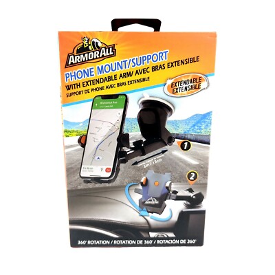 ArmorAll Phone Mount/Support With Extendable Arm 360 Degree Rotation New