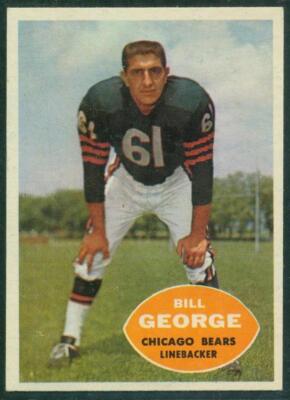 1960 Topps Football, Card #18, Bill George HOF, Bears, Ex to Ex/Mt