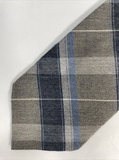Rich’s Men’s Acrylic Neck Tie Plaid Gray Blue Vintage Made in USA 3.5” x 57” EUC