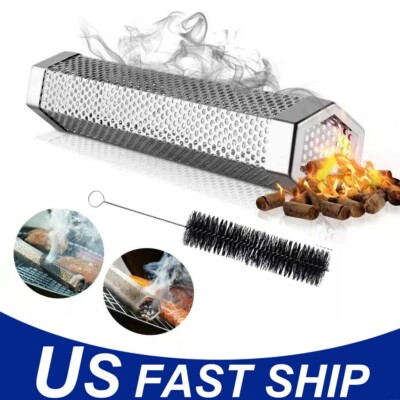 12in Stainless Steel BBQ Grill Smoker Box Tube for Pellet Wood Pipe Smoking Meat