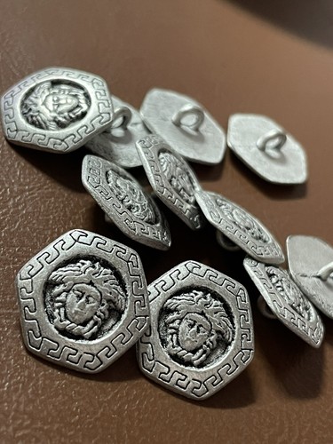 Medusa (5) Silver/nickle Tone Hexagonal Metal Button - Picture 5 of 7