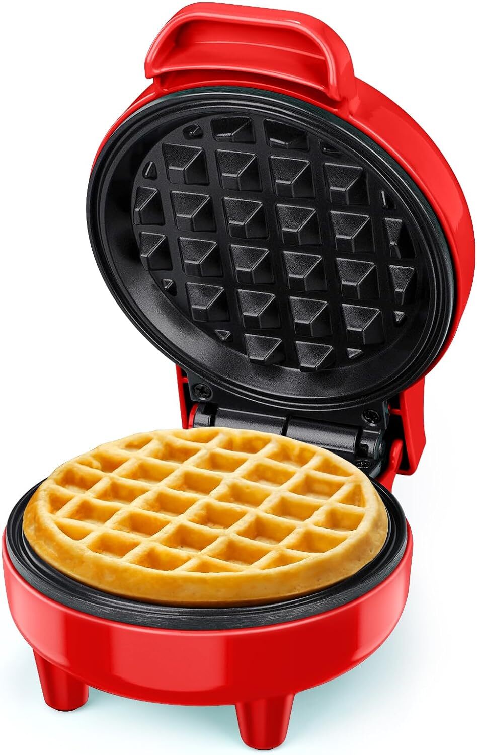 SNAILAR Piastra per Waffle, Mini Macchina 550W Waffle Maker Rosso
