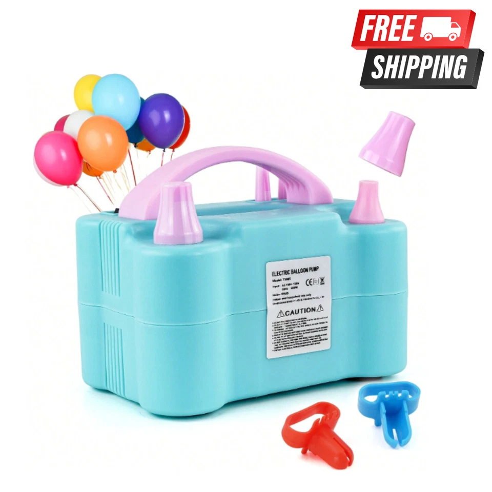 Electric Air Balloon Pump Portable Dual Nozzle Electric Balloon Inflator - Image 2 of 4