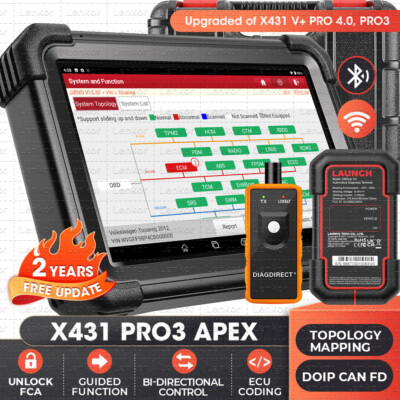 Launch X431 PRO3 APEX Bidirectional Scan Tool Diagnostic Car Scanner K-ey Coding