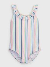 NWT Gap Kids Girls Swimsuit swim rainbow stripes ruffle Recycled you pick size