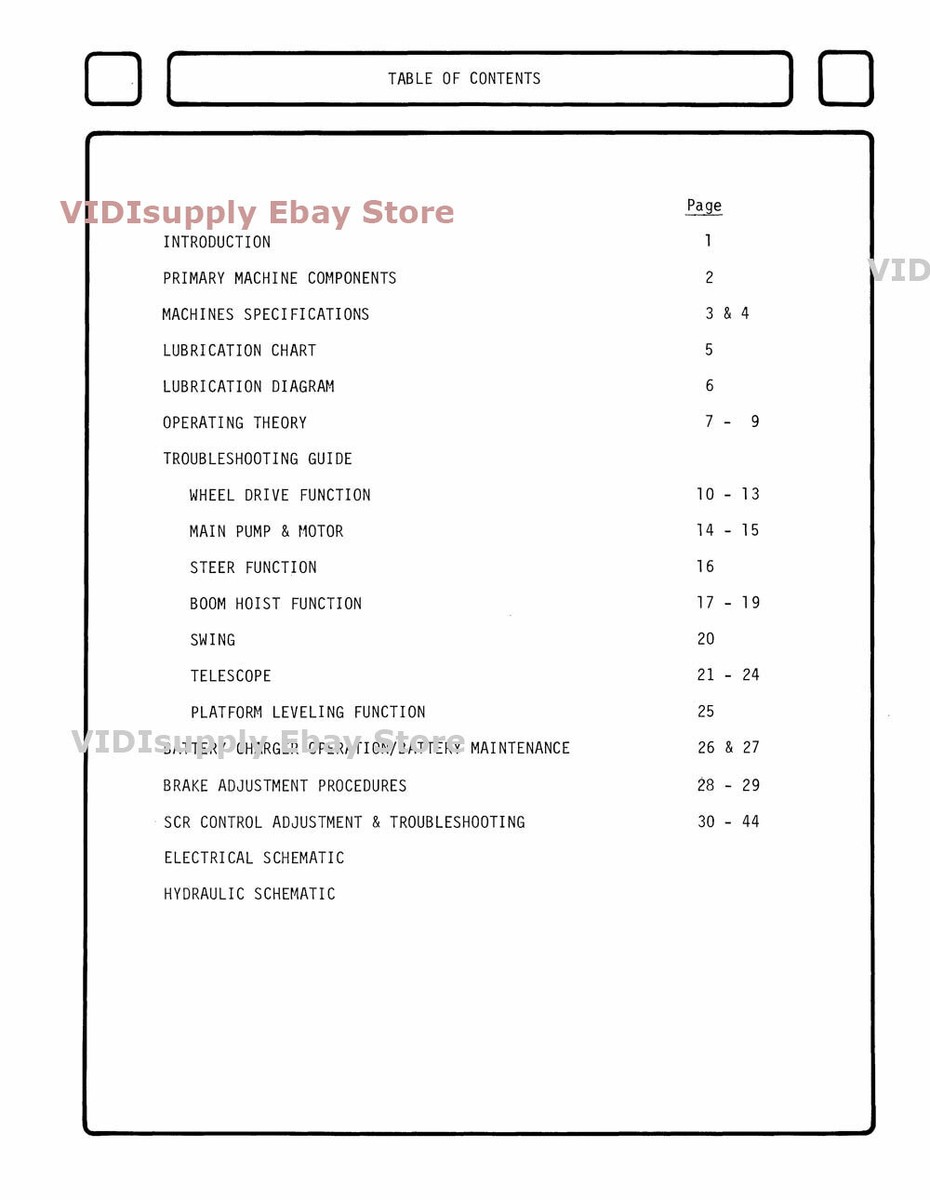 Simon Eagle 31/21 and 32/21 Electric Boom Lift Service Manual for