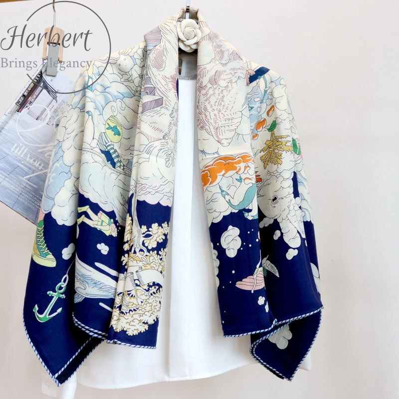 70 Cachemira 30 Seda Bufanda Mujer Moda Mantón Estola Invierno Pañuelo 135*135 cm Foto 3 de 4