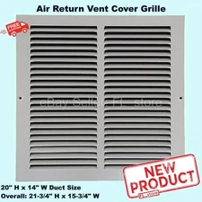 Air Return Grille 20" x 14 Duct Size Steel Wall Ceiling White AC Heat Vent Cover