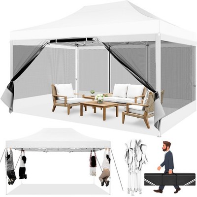10'x15' Pop Up Gazebo Outdoor Patio Gazebo Outdoor Canopy W/ Mosquito Netting