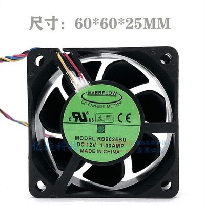 1 Pc. New RB6025BU 12V 1.00A 6025 High Volume CPU Chassis 4Pin PWM Fan