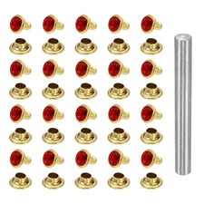 100Pcs Crystal Rivet 6mm Rhinestone Stud with Installation Tool Gold Red
