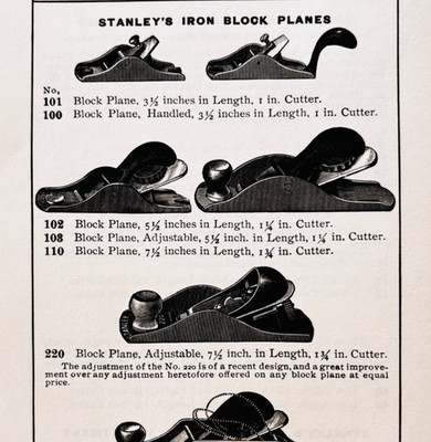 1900 Stanley Tools Iron Block Planes Advertisement Victorian Wood Engraving F17F