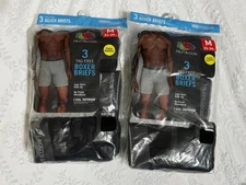Fruit of the Loom Boxer Briefs 2-Pack (6 Total) M 32-34 Slightly Imperfect 🖤🩶