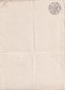 RUSSIA 1806 REVENUE STAMPED BLANK SHEET, 30 KOP WMK 1805 DENISOV P-1g (40mm)