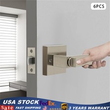 6 pack Privacy Door Locks Passage Handles Brushed Nickel Entry Lock keyed Levers
