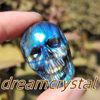 Natural labradorite Skull Carved Quartz Crystal Skull Reiki Healing Gift 1PC