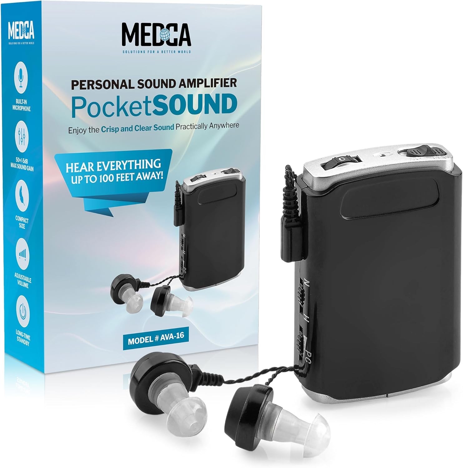 Pocket Sound Voice Enhancer with Duo Mic/Ear Plus Extra Headphones & Mic Set