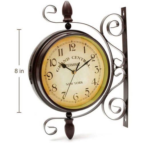 Practical Double-Sided Clock Train 8" Vintage Antique Clock Decorative - Picture 11 of 12