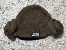 Children's Winter Hat Star Wars Leia Hair Bun Beanie Cap OSFM Brown Disney Knit
